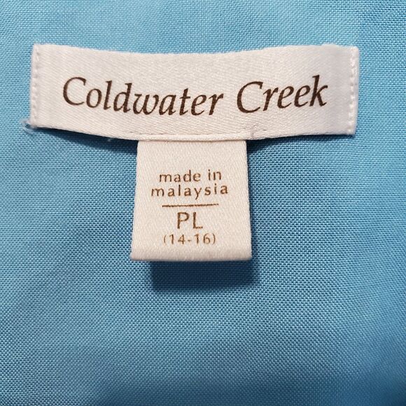 Coldwater Creek Cotton Blue Short Sleeve Button-Up Shirt Size PL Petite (14-16) - Picture 3 of 6